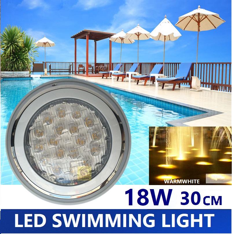 LED Swimming Pool Light Underwater Light ไฟไต้น้ำ โคมไฟสระว่ายน้ำ 12W 23 CM. / 18W 30 CM. 12V-24V IP68 ขอบสเเตนเลส เเสงขาว ( White ) / เเสงวอร์มไวท์ (warmwhite) -แอลอีดีสำหรับสระว่ายไฟสำหรับสระว่ายน้ำ น้ำพุ สปอร์ตไลท์ไฟใต้สระน้ำ