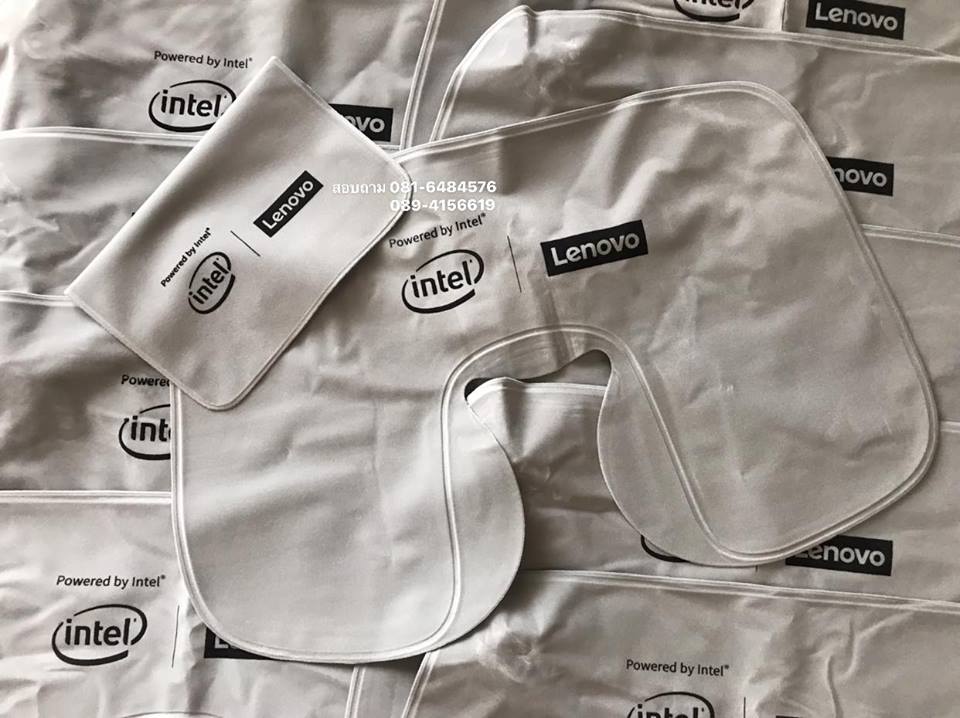 หมอนรองคอเป่าลม เนื้อผ้ากำมะหยี่ พร้อมสกรีนโลโก้