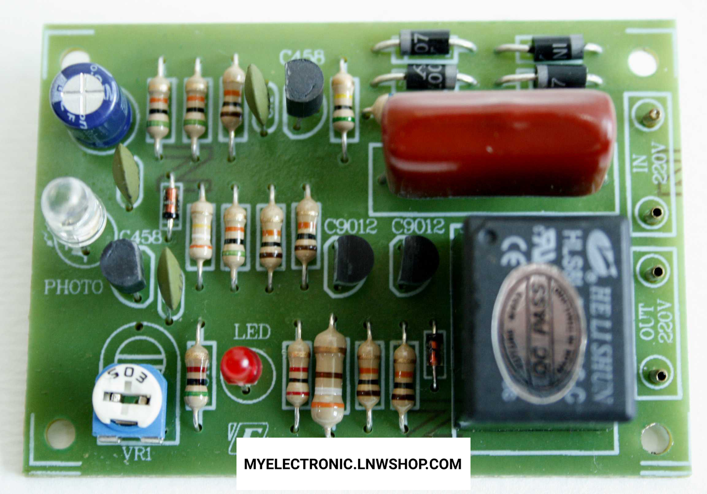ชุดลงปริ้นFA404วงจรสวิตซ์เปิดไฟกลางคืน220VAC(ยังไม่ประกอบลง PCB)