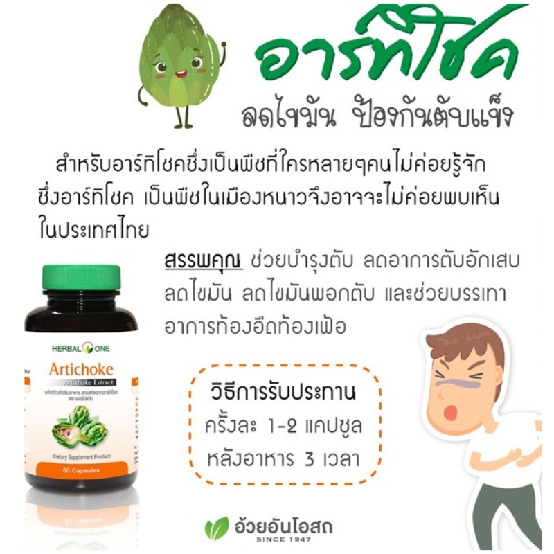 อาร์ทิโชกแคปซูล อ้วยอันโอสถ เฮอร์บัลวัน Herbal One