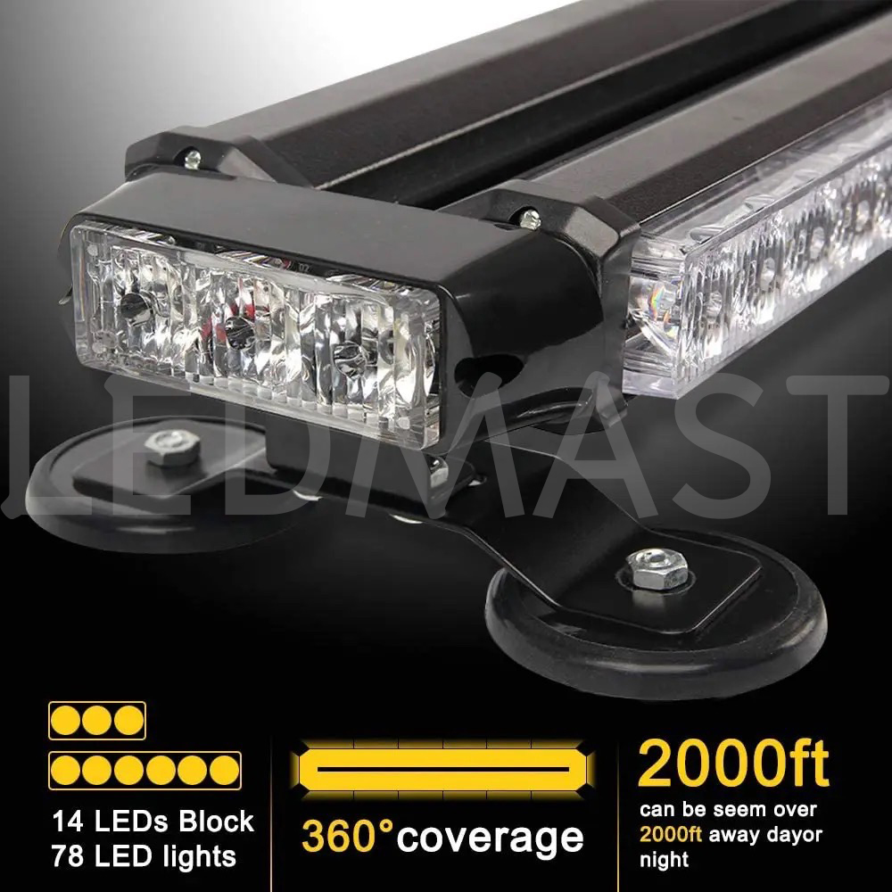 รุ่นใหม่ สว่างจัดเต็ม ไฟไซเรน LED ติดหลังคา Siren 78LED 12V-24V ไฟติดหลังคา 6 ท่อน 4 หน้า แสงส้ม ไฟไซเรนติดหลังคารถ งานพรีเมี่ยม คุณภาพสูง