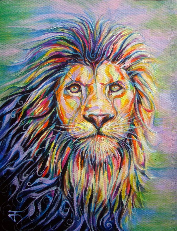 "Lion" ภาพวาดสีอะครีลิค บนกระดาษ canson 300 แกรม ขนาด 28 x 38 cm. [11 x 15 นิ้ว]