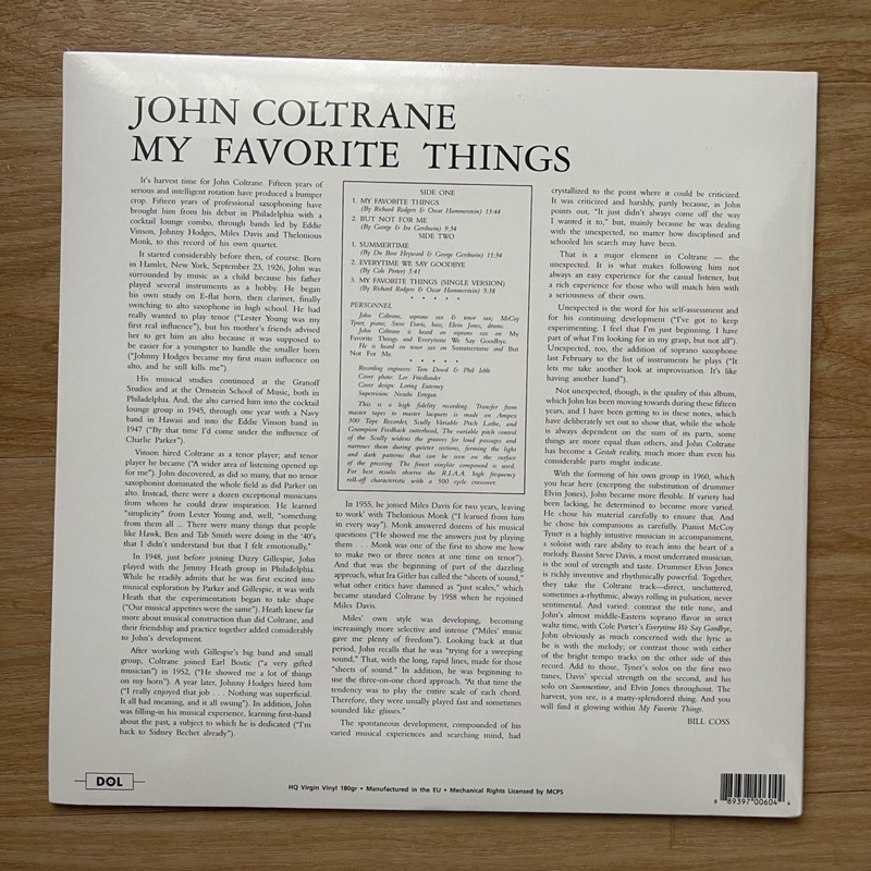 แผ่นเสียง John Coltrane – My Favorite Things, Vinyl, LP, Album, Reissue, 180 Gram แผ่นเสียงมือหนึ่ง ซีล