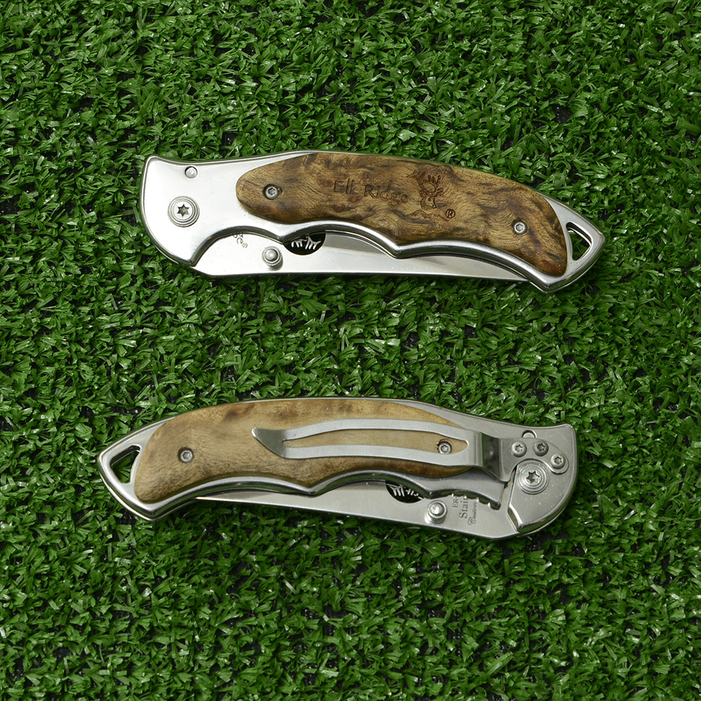ELK-295 มีดพับ มีดพับพกพา มีดเดินป่า เหล็กใบมีดสแตนเลส ยาว 19 ซม. ชิ้น 199 กรัม Silver 19 cm.