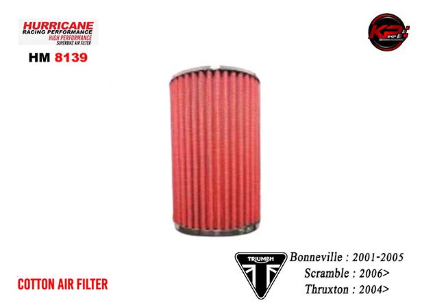 กรองอากาศ HURRICANE FOR TRIUMPH BONNEVILE /SCRAMBLER /THRUXTON (COTTON) HM8139
