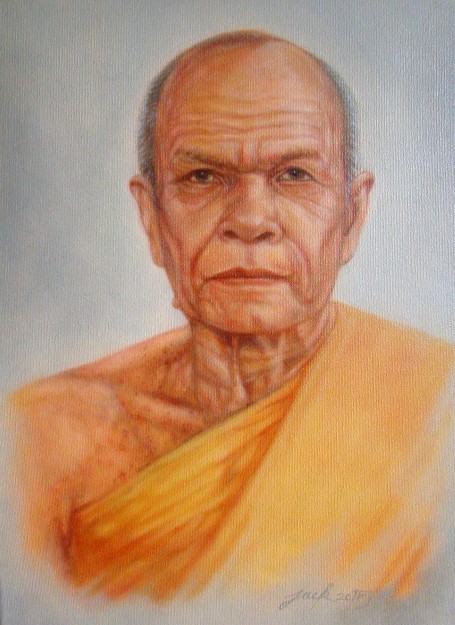 "หลวงพ่อสด วัดปากน้ำ" ภาพวาดสีน้ำมัน งานเพ้นท์บนเฟรมผ้าใบ canvas ขนาด 30 x 40 cm.