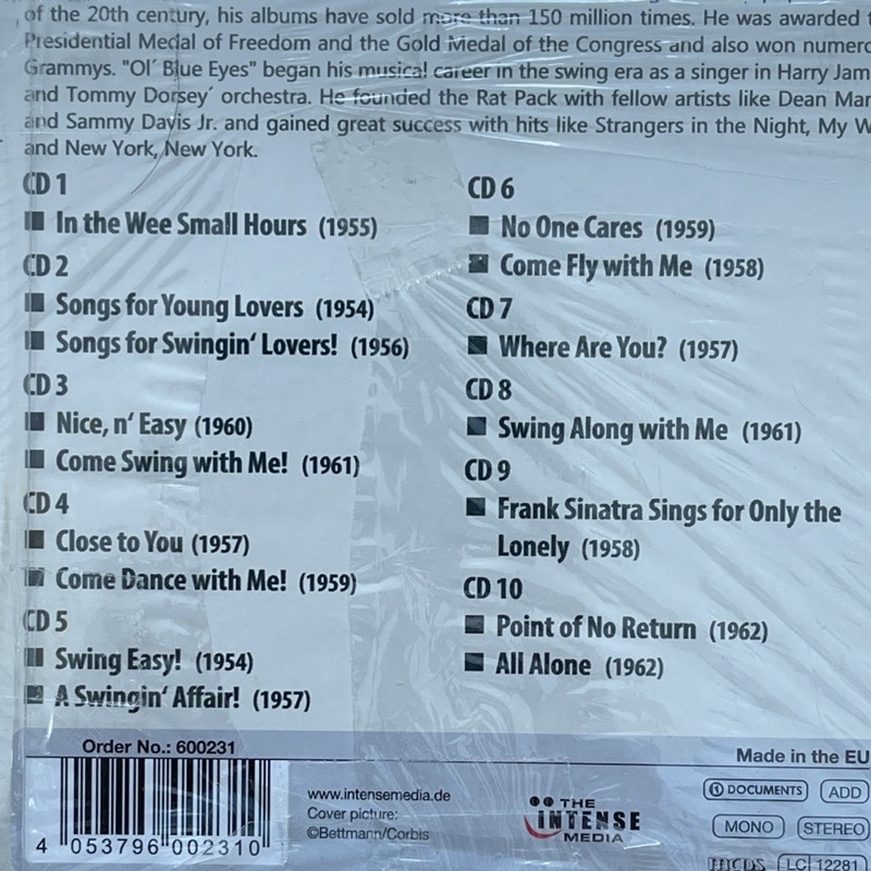 CD Frank Sinatra – The Best LPs 1954 - 1962 (10 CD collectionBox Set) ซีดีเพลงแผ่นใหม่ มือ1