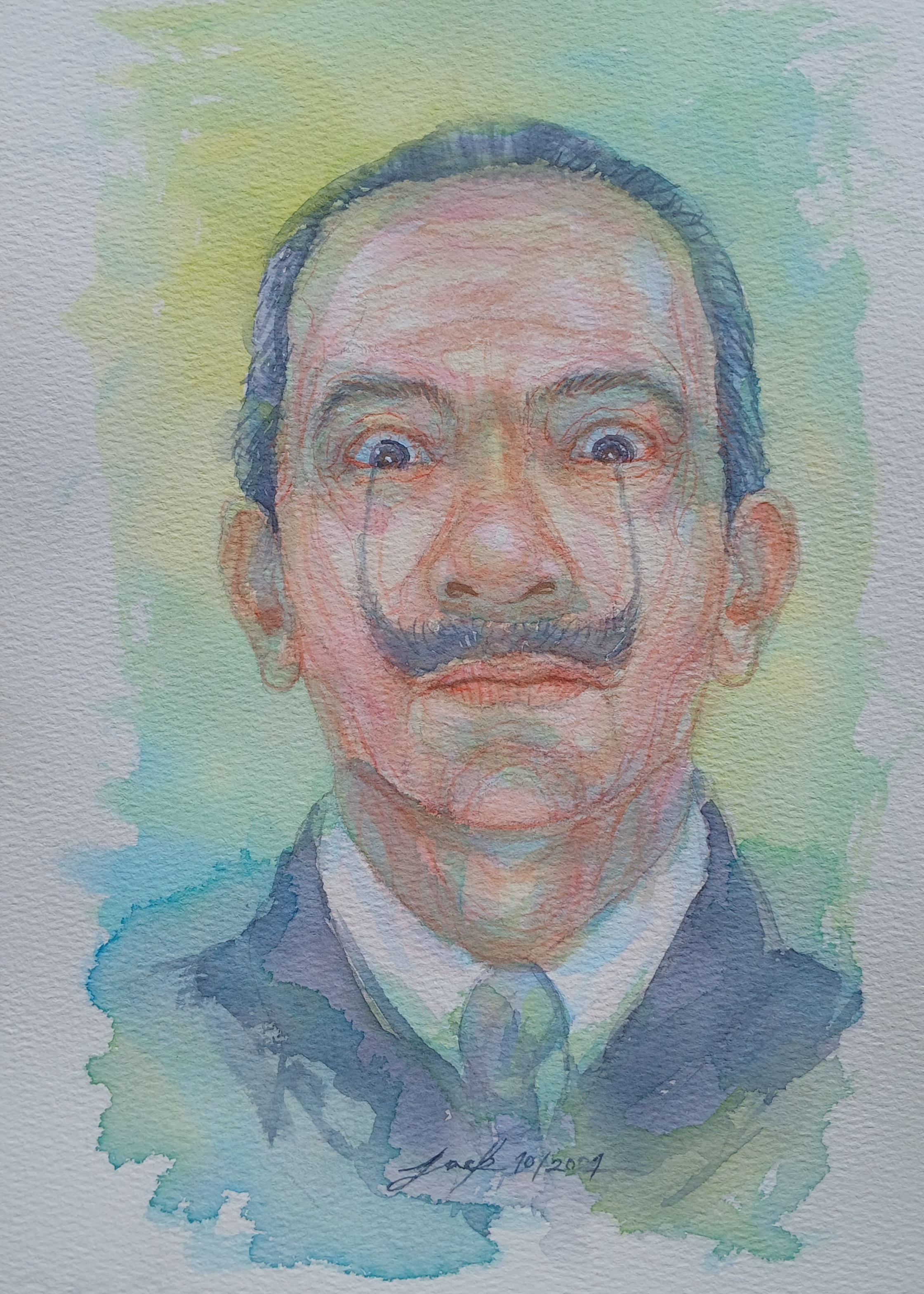 Salvador Dali ภาพวาดสีน้ำ บนกระดาษ 300 แกรม ขนาด [A4] 21 cm. x 29.7 cm.