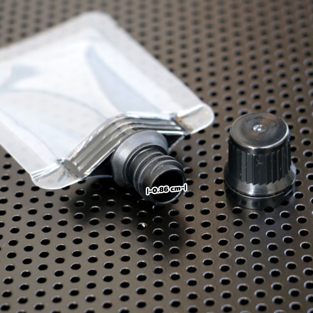 (100ใบ) ถุงฝาเกลียว ถุงติดจุก เพื่อแบ่งบรรจุ รุ่นฝาดำ ขนาดมาตรฐาน ฝาขนาด 0.96 ซม. ทนร้อน Hot Filling ได้