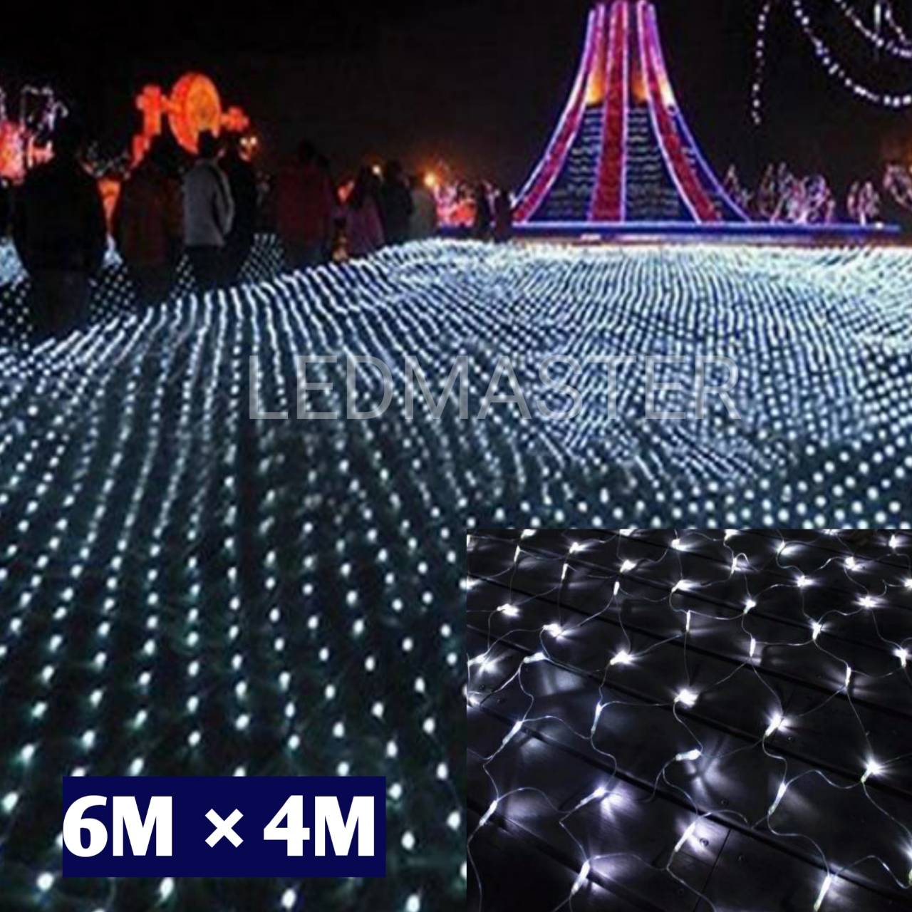 6x4 เมตร ไฟตาข่าย led net light ขนาดใหญ่ ไฟปีใหม่ เเสงวอร์มไวท์(warmwhite) เเบบไฟกระพริบ/ไฟนิ่ง ปรับได้ 8 โหมด ไฟประดับปีใหม่ ไฟหยดน้ำ ไฟคริสมาส