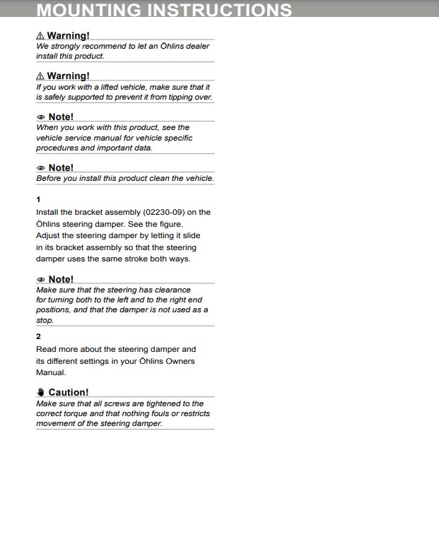 กันสะบัด OHLINS SD 005 สำหรับ Stroke 150 MM