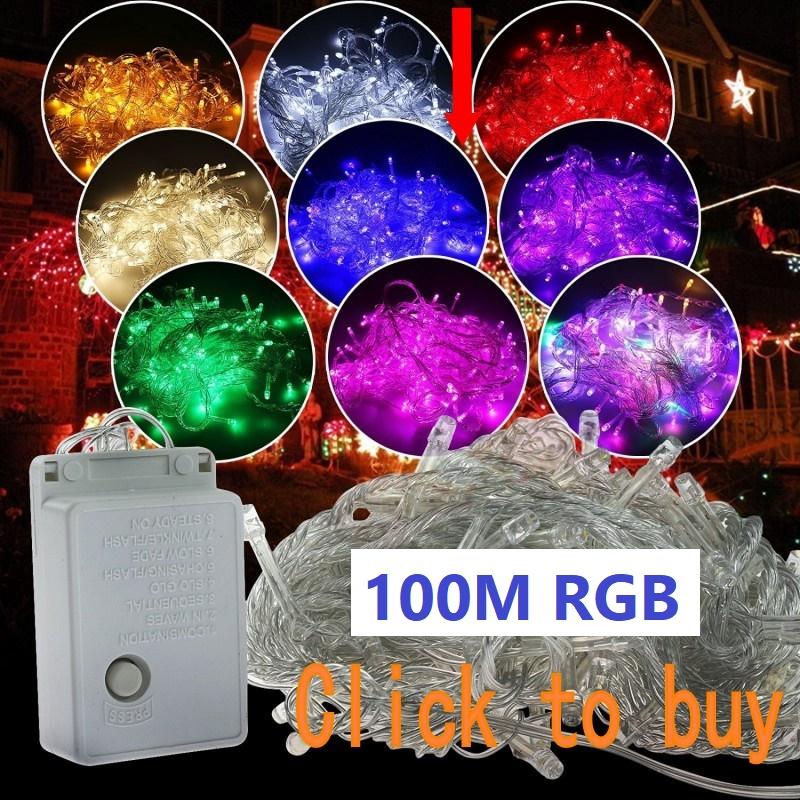 ราคาส่ง ไฟคริสมาส ไฟประดับ เเสงสลับสี RGB ยาวพิเศษ 100 เมตร 1000LED ไฟตกแต่งห้อง อาคารบ้านเรือน โรงแรม รีสอร์ท สวน ต้นไม้ รุ่น เเสง warmwhite เเบบไฟกระพริบ จำนวน 1 ชิ้น