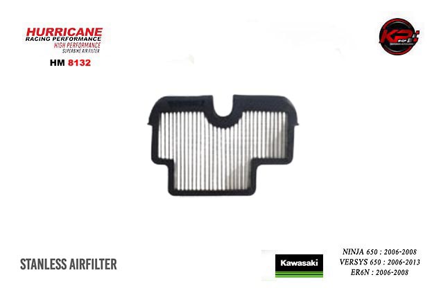 กรองอากาศ HURRICANE FOR KAWAZAKI VERSYS650 2006-2013 / NINJA650 / ER6N 2006-2008 (STANLESS) HM8132