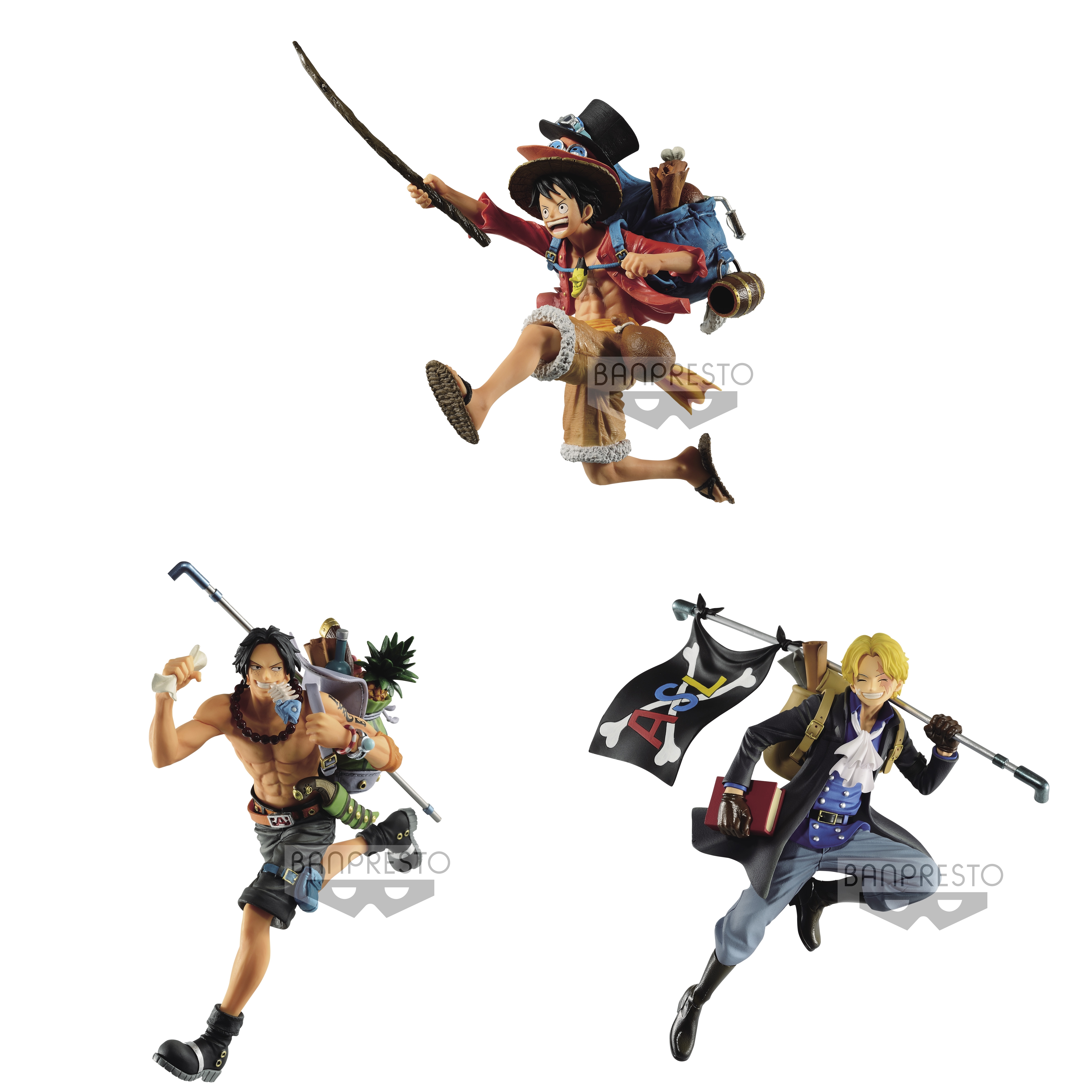 ONE PIECE THREE BROTHERS FIGURE MONKEY.D.LUFFY & PORTGAS. D. ACE & SABO