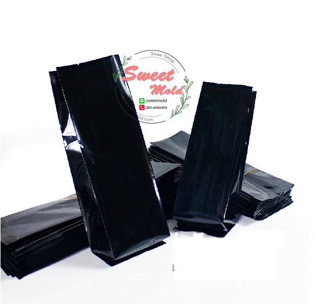 ซองฟอยล์ซีลกลางเนื้อด้านขยายข้างสีดำ 5.5x11+2 cm. 100 ชิ้น รหัสสินค้า : 005939
