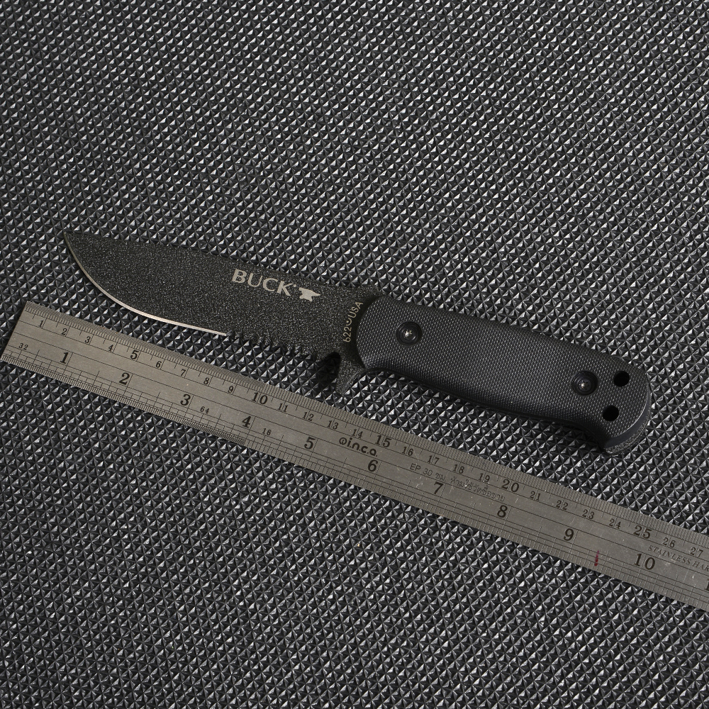 BUCK-622 Fixed Blade มีดเดินป่า อุปกรณ์เดินป่า มีดพกเดินป่า Outdoor Knife Camping Pocket แค้มป์ปิ้ง มีดกลางแจ้ง ชิ้น 450 กรัม Black-Silver ดูจากรูป