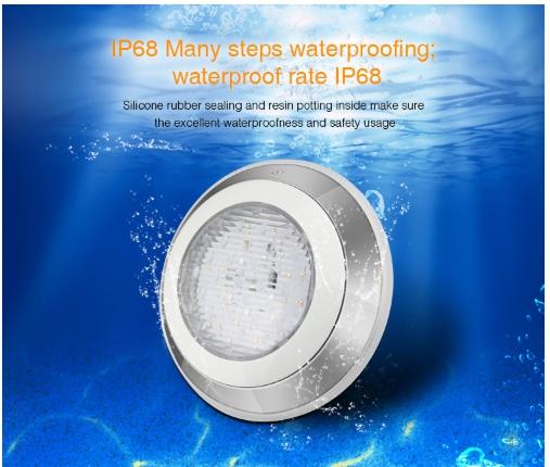 LED Swimming Pool Light Underwater Light ไฟไต้น้ำ โคมไฟสระว่ายน้ำ 12W 23 CM. / 18W 30 CM. 12V-24V IP68 ขอบสเเตนเลส เเสงขาว ( White ) / เเสงวอร์มไวท์ (warmwhite) -แอลอีดีสำหรับสระว่ายไฟสำหรับสระว่ายน้ำ น้ำพุ สปอร์ตไลท์ไฟใต้สระน้ำ