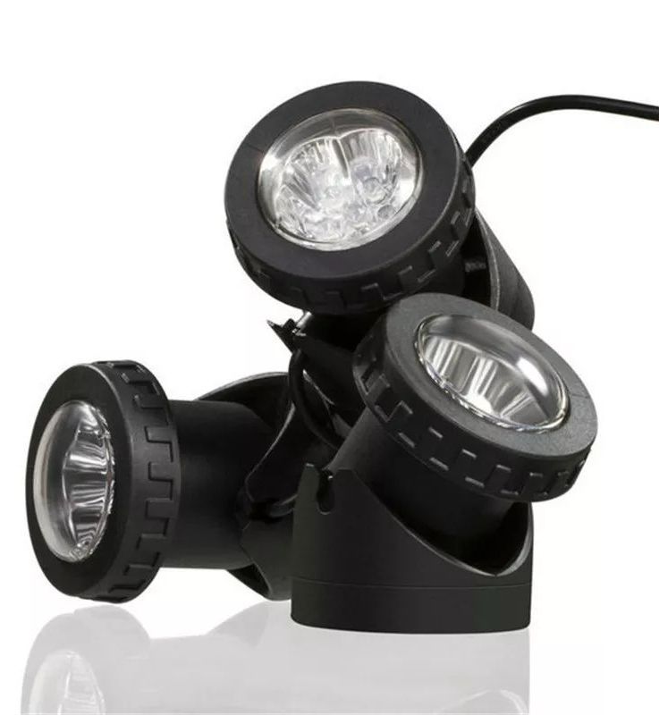 สว่างมาก อัพเกรดใหม่ ไฟใต้น้ำโซล่าเซลล์ 30 w รุ่น 3 หัว IP68 กันน้ำ 100% ใช้ใต้น้ำ/ไฟส่องต้นไม้ได้ ไฟใต้น้ำบ่อปลา