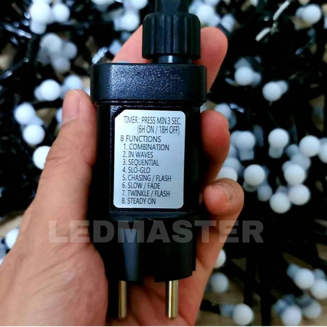 ไฟประดับตกเเต่งปีใหม่ ไฟเส้น led ไฟเชอรี่งานเกรดA 300LED /2 เเสง (ฟ้า-ขาว) /ปรับได้ 8 โหมด จำนวน 300 หลอดมีซิลิโคนกันน้ำ ความยาว 8 เมตร สายไฟสีดำหนาทนทาน ใช้สำหรับเป็นไฟเเฟนซีประดับอาคาร สถานที่ ตกเเต่งสวน งานปีใหม่ งานลอยกระทง ไฟประดับห้อง ไฟตกเเต่ง led