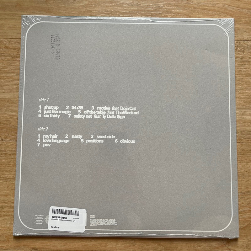 แผ่นเสียง Ariana Grande – Positions **Coke Bottle Clear vinyl ,Canada แผ่นเสียงมือหนึ่ง ซีล