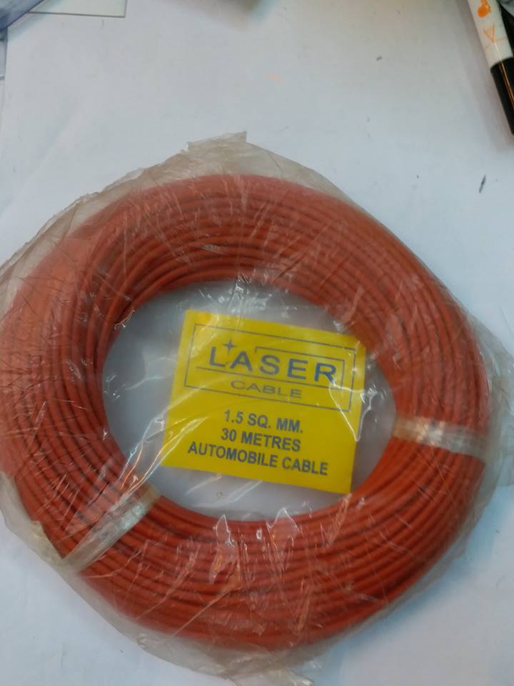 สายไฟ1.5SQMM1ม้วน=30เมตรยี่ห้อLASER CABLEสายไฟ1.5มม.สีน้ำแดงสายไฟ1.5MMราคาม้วนล่ะ