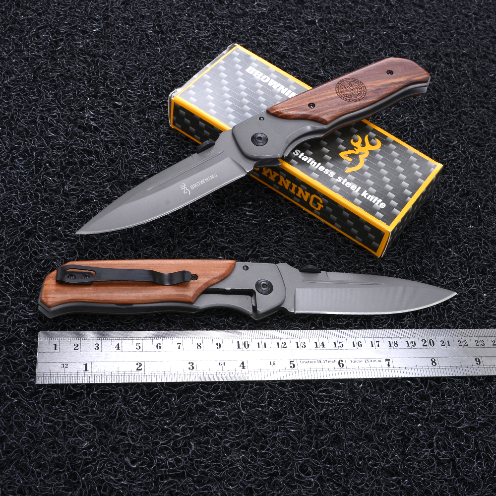 BN-08-09 มีดเดินป่า มีดพับพกพา แคมปิ้ง Browing Folding Pocket Knife 1 230 กรัม Black 20-22 cm