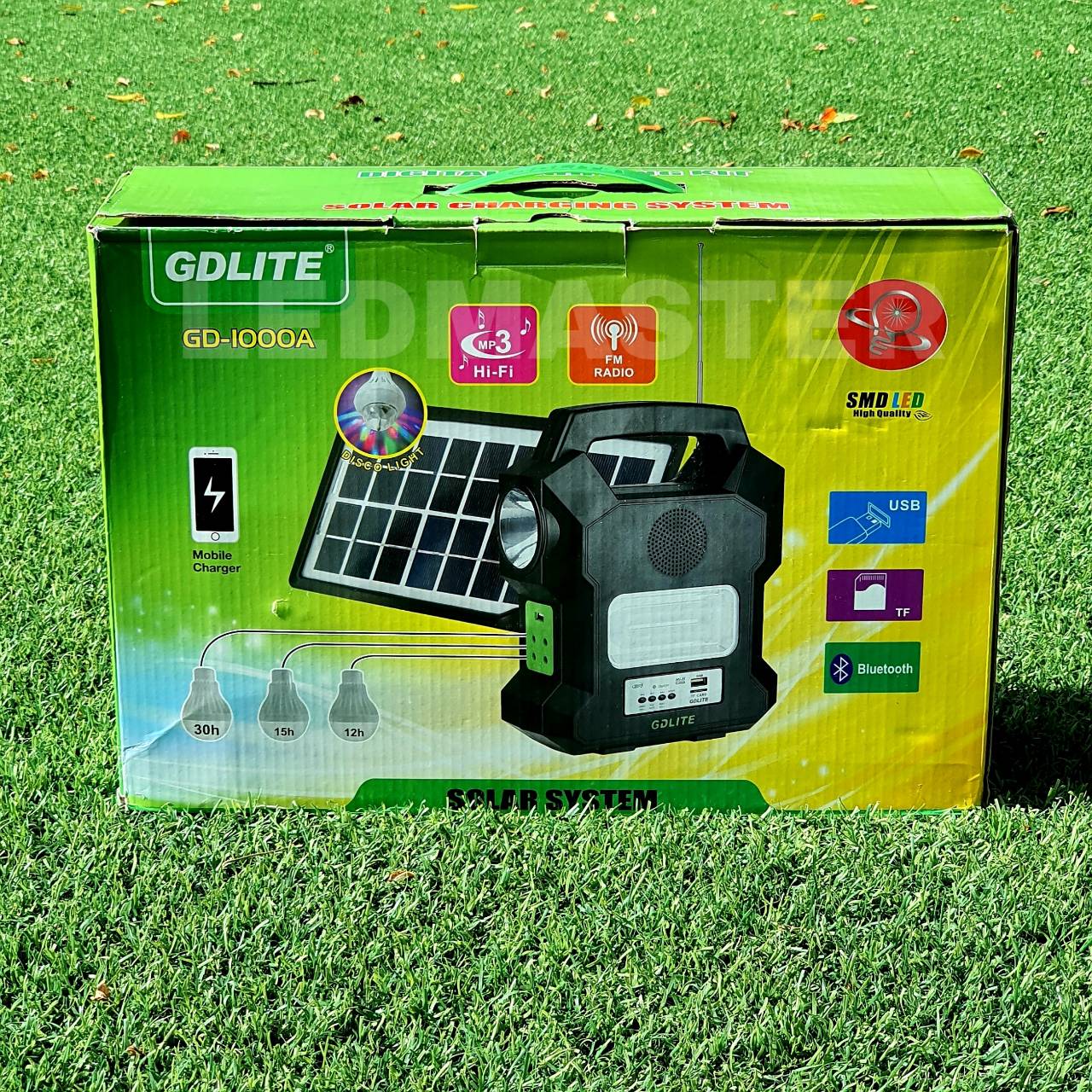 ✔จัดโปร✔ Solar light System ชุดนอนนาโซล่าเซลล์เเบบพกพา พร้อมชุด สปอตไลท์ไฟฉาย+หลอดไฟ led 3 หลอด+หลอดไฟดิสโก้+แผงโซล่าเซลล์+สายชาจ์ทUSB+MP3+วิทยุ FM