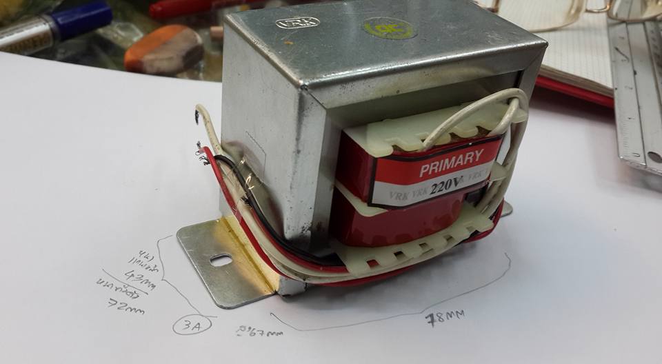 หม้อแปลง3Aไฟออก15-0-15VAC3A40Wราคา ไฟเข้า0-220VACรุ่นVPR254015015(15VCT)ชนิดสายไฟ