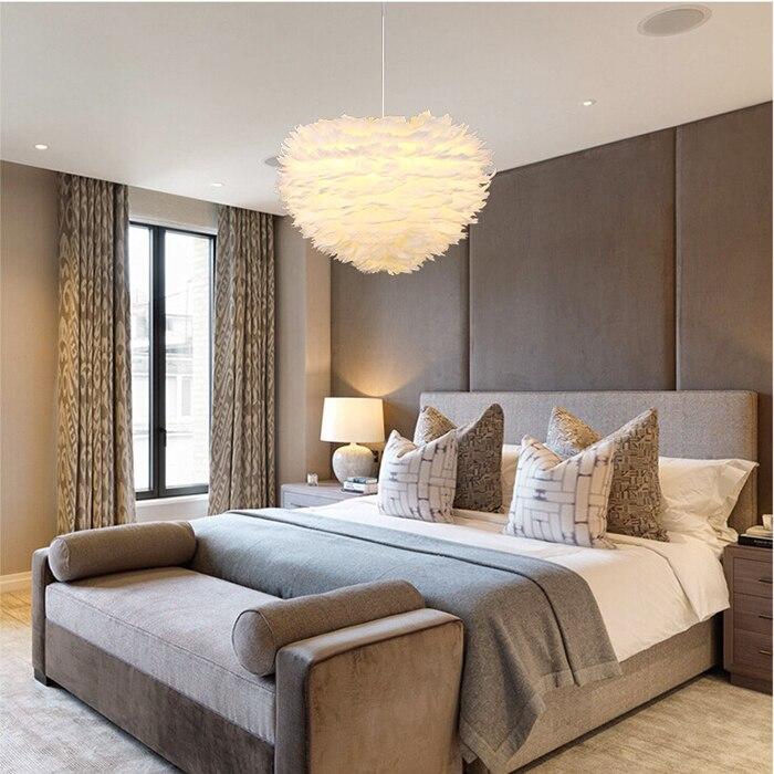 Pendant Lamp Lights Modern Style โคมไฟทรงกลมขนนกสีขาว ขนาดเส้นศูนย์กลาง 30 เมตร เเถมฟรี !! หลอดไฟ led E27 โคมไฟเพดาน โคมไฟ led โคมไฟตกเเต่งบ้าน โคมไฟประดับตกเเต่งเพดาน