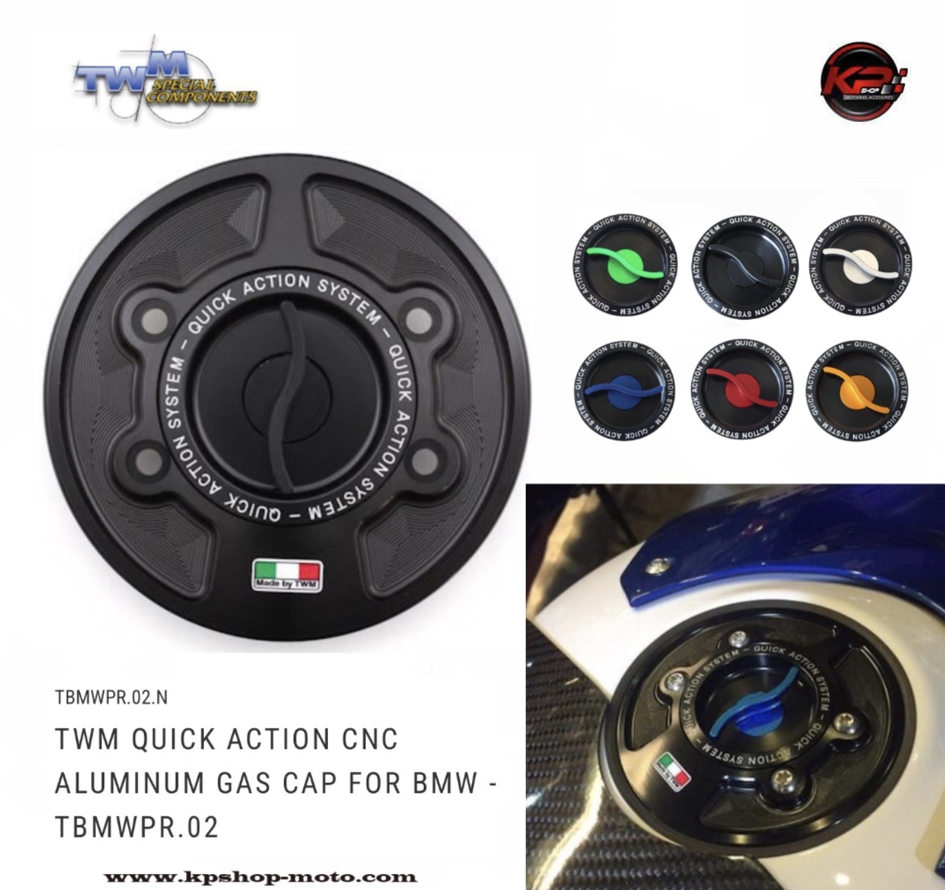 ฝาถัง TWM QUICK ACTION CNC ALUMINUM GAS CAP FOR BMW S1000R/ S1000RR/ M1000R/ M1000RR