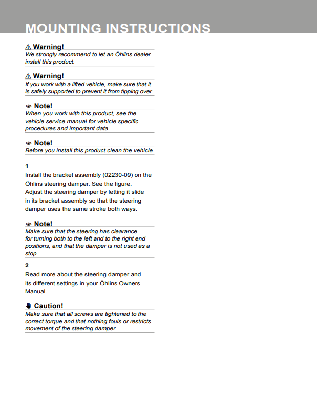 กันสะบัด OHLINS SD 003 FOR Stroke 120 MM