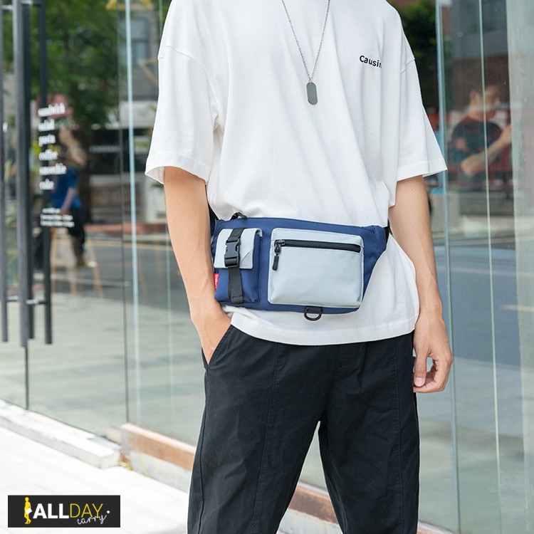มาใหม่! NY26 กระเป๋าคาดอก กระเป๋าคาดเอว สีดำ น้ำเงิน กรมท่า สวยเท่ ผ้า Nylon กันน้ำ ผู้ชาย ผู้หญิง