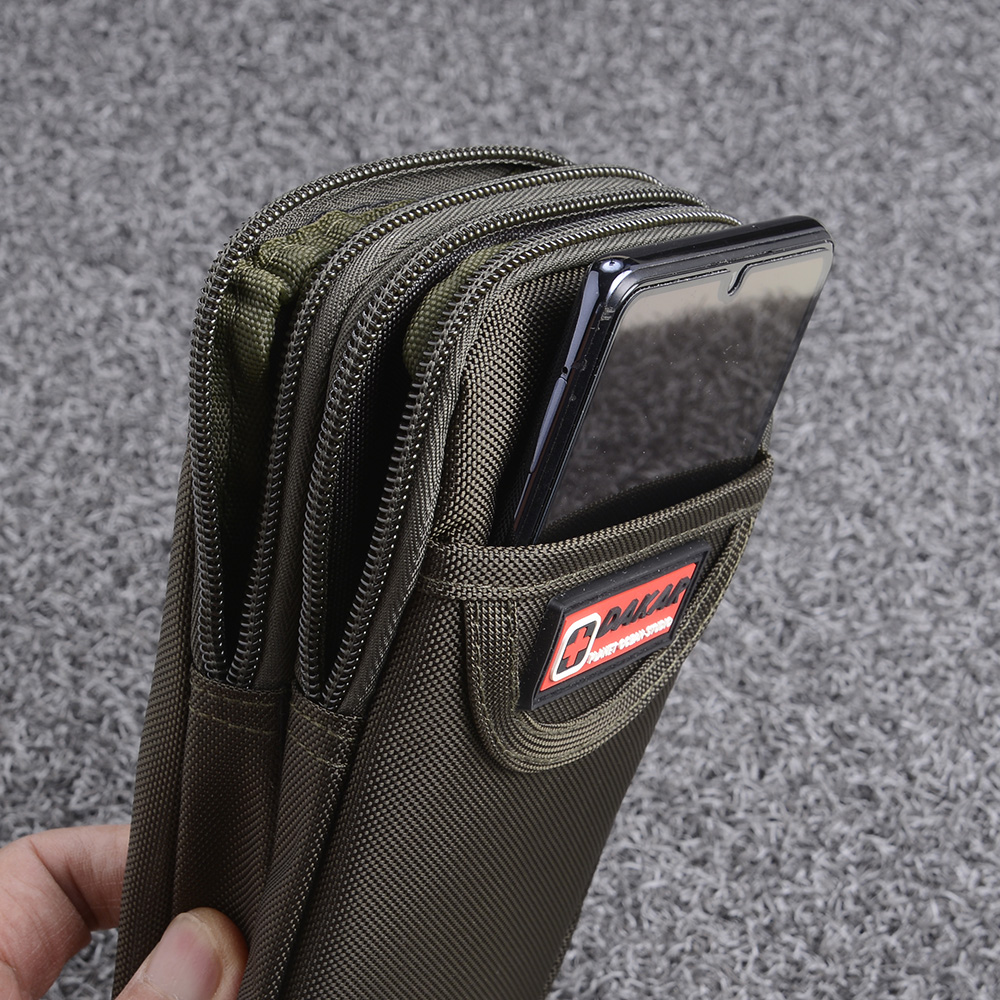 YR-15-16 กระเป๋าคาดเอวผู้ชาย กระเป๋าอเนกประสงค์ กระเป๋าใส่โทรศัพท์ ผ้าไนลอน 2-3 ซิป แนวตั้ง ขนาดดูจากรูป 1 220 กรัม ตามรูปที่แสดง ดูจากรูปที่แสดง