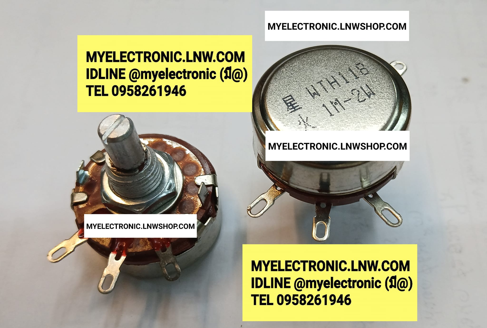 ขาย โวลุ่ม1M ohm MODEL รุ่น WTH-118 วอลลุ่ม1M R VOLUME VARIABLE MODEL WTH118 RESISTOR โวลุ่ม วอลลุ่ม 1M หนึ่งเมกกะโอห์ม ยี่ห้อ ของแท้ ราคา ตัวละ . . . . หน่วย บาท