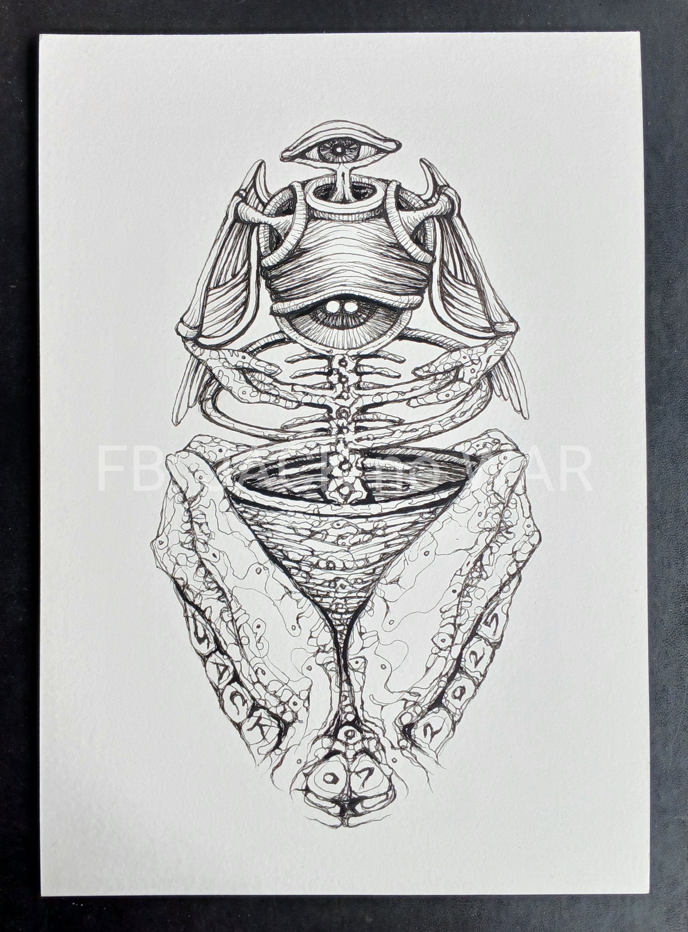 Surreal Portrait 25 (โมหะ ฐานะ) งานวาดเส้นปากกา หมึกดำ กระดาษร้อยปอนด์ (200 แกรม) ขนาด 21 × 29.7 cm. A4