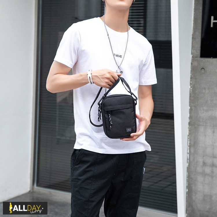 มาใหม่! NY27 กระเป๋าสะพายข้าง สีดำ สวยเท่ ผ้า Nylon กันน้ำ ผู้ชาย ผู้หญิง