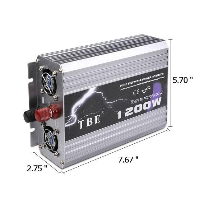 [ แท้ 100% ] TBE inverter pure sine wave 1200W เครื่องแปลงไฟรถเป็นไฟบ้าน คลื่นกระเเสไฟนิ่ง (DC 12V TO AC 220V) อินเวอร์เตอร์หรือหม้อแปลง ใช้สำหรับเเปลงไฟแบตเป็นไฟบ้าน คอมพิวเตอร์ เครื่องใช้ไฟฟ้าในบ้าน ชุดแห่เครื่องเสียง จำนวน 1 ชิ้น