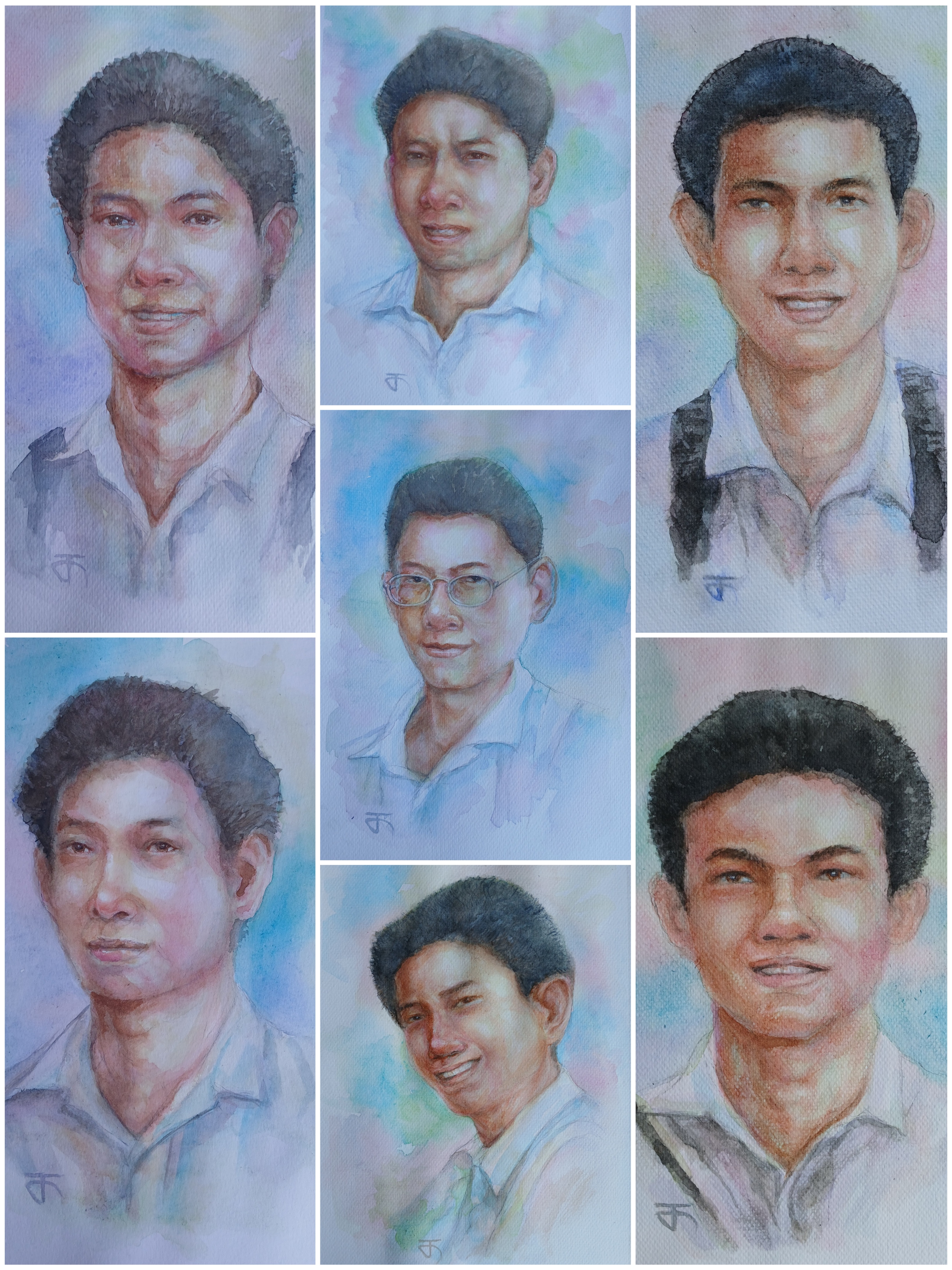 Portrait-2501-x7 สีน้ำ บนกระดาษ Canson 320 แกรม ขนาด [A4] 21 cm. x 29.7 cm.