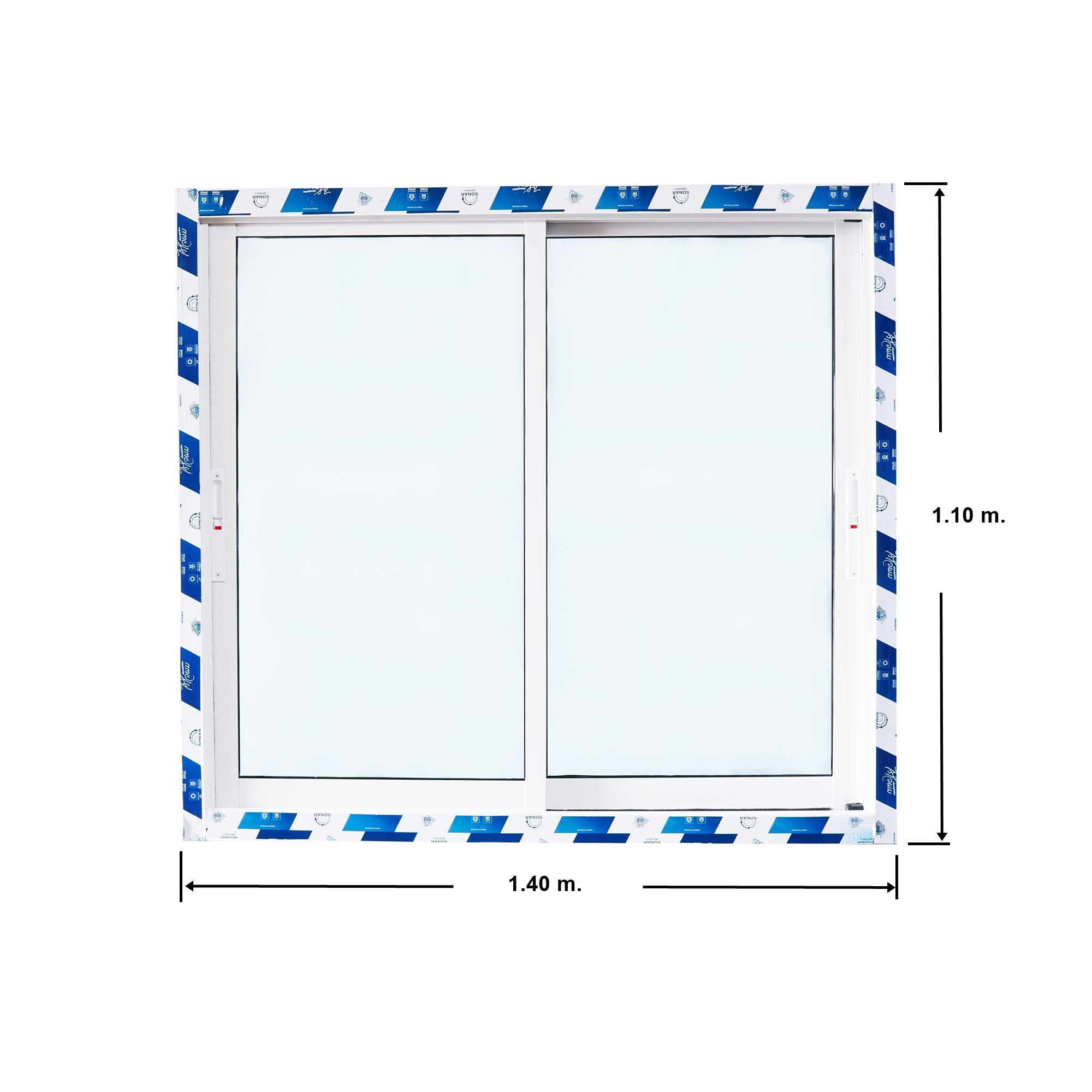 หน้าต่างบานเลื่อน 140 x 110 สีอบขาว ชุดสำเร็จ