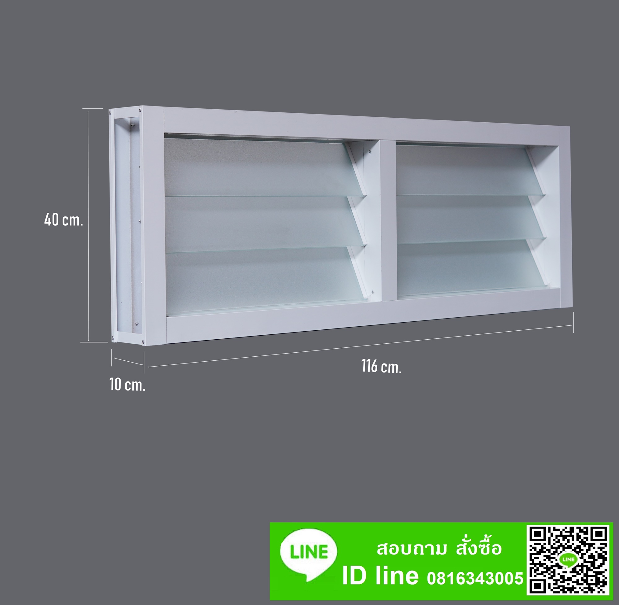 หน้าต่างบานเกล็ดคู่116x 40 สีอบขาว ชุดสำเร็จ (พร้อมมุ้ง)