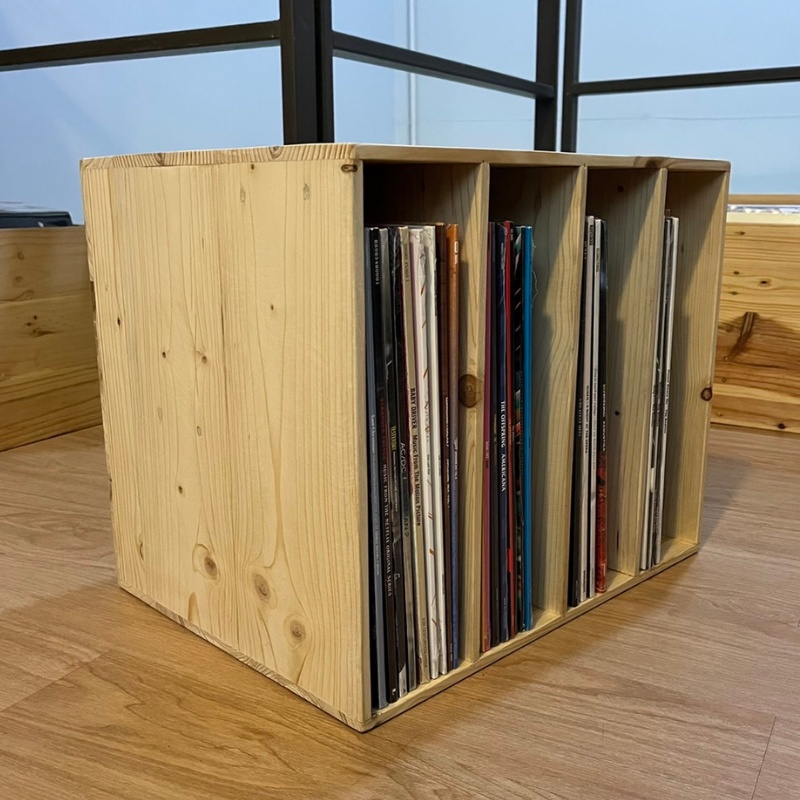 ลังไม้เก็บแผ่นเสียง 4 ช่อง ลังวางแผ่นเสียง ลังไม้วางแผ่นเสียง