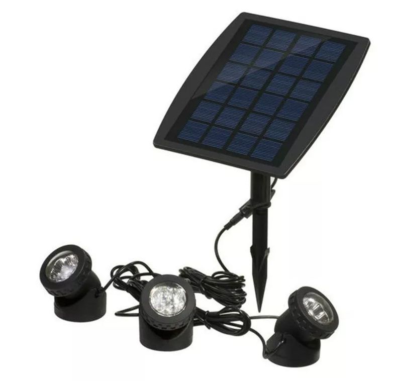 สว่างมาก อัพเกรดใหม่ ไฟใต้น้ำโซล่าเซลล์ 30 w รุ่น 3 หัว IP68 กันน้ำ 100% ใช้ใต้น้ำ/ไฟส่องต้นไม้ได้ ไฟใต้น้ำบ่อปลา
