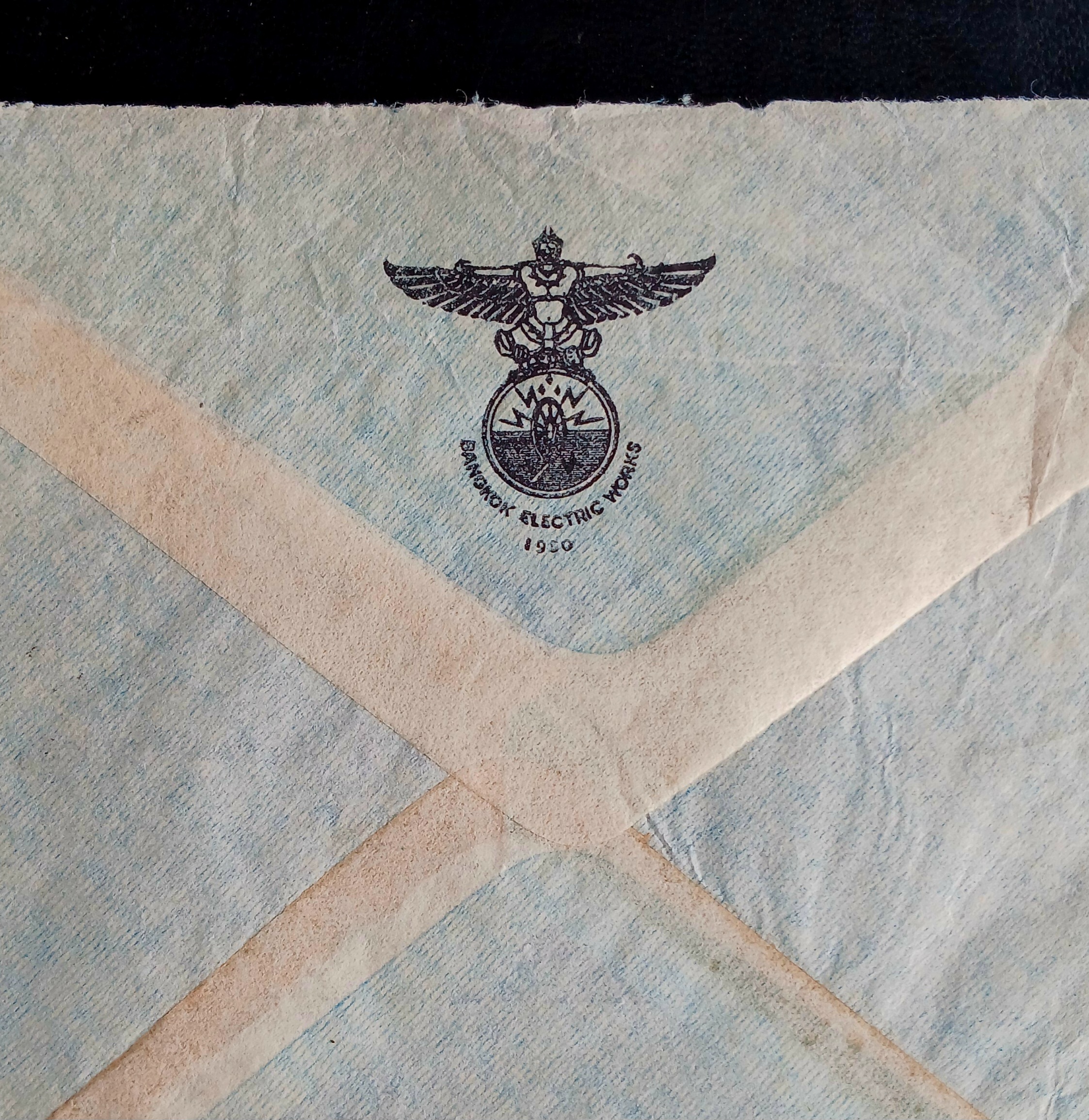 s3481-ซองจดหมายเก่า BANGKOK-Copenhagen DENMARK ติดแสตมป์พระรูป ร.9 THAILAND ปี 2494, พระนเรศวร 2498, ฉลอง 25 พุทธศตวรรษ ปี 2500 (ราคาหน้าดวง รวม 5 บาท 80 สตางค์) มีตราประทับ ไปรษณีย์กลาง 1957 พ.ศ.2500