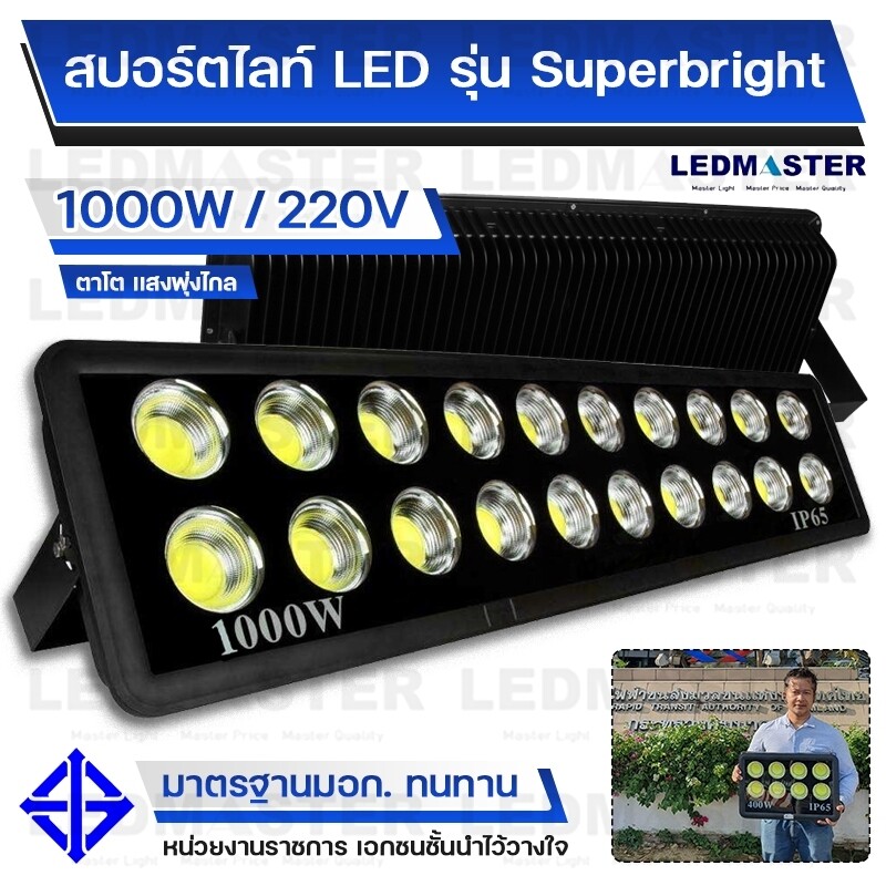 งานสปคโครงการ ราคาถูก สปอร์ตไลท์สนามฟุตบอล LED 1000W 800W 600W 500W 400W 300W 200W 100W 220V รุ่น Super Bright COB ตาโต เเสงพุ่ง (วัตต์เต็ม) สปอร์ต ไล ท์ สนาม บอล สนามตะกร้อ ลานจอดรถ ห้างสรรพสินค้า