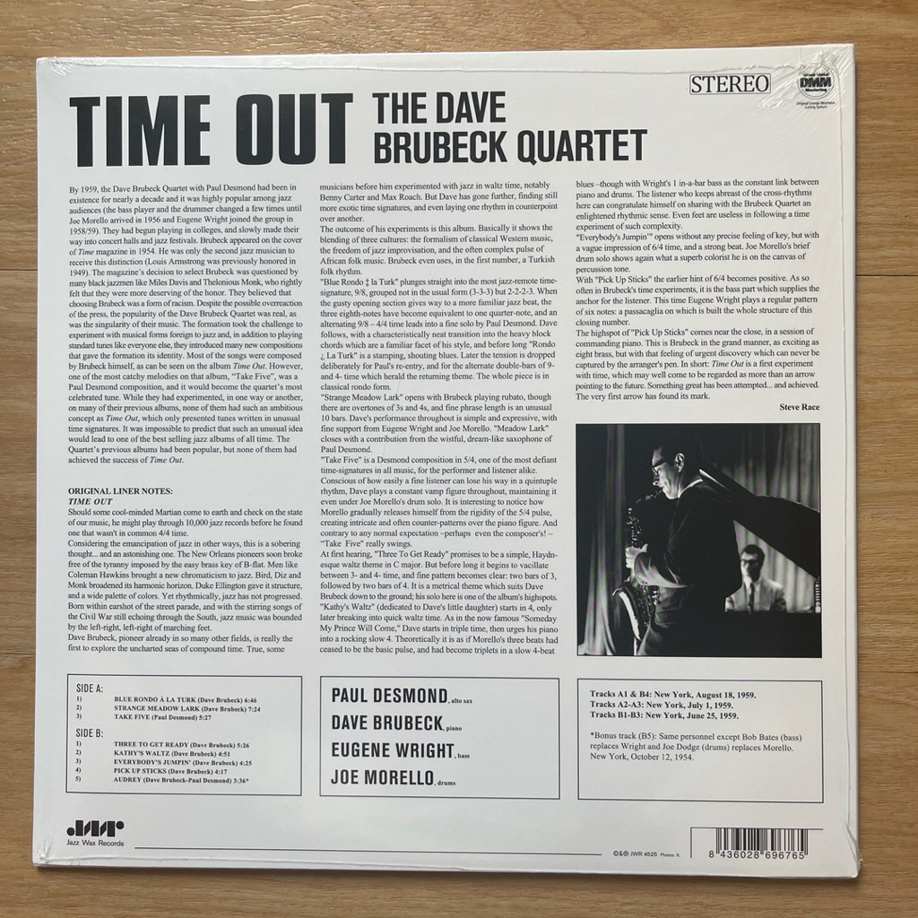 แผ่นเสียง The Dave Brubeck Quartet Time Out , Vinyl, LP, Album, Reissue,180g,มือหนึ่ง ซีล
