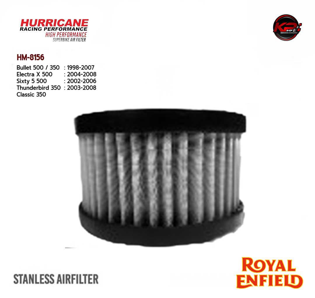 กรองอากาศ HURRICANE FOR ROYAL ENFIELD bullet 500/350 electra X 500 / Sixty 5 500 / Thunderbird 350 / classic 350 (STANLESS) HM8156