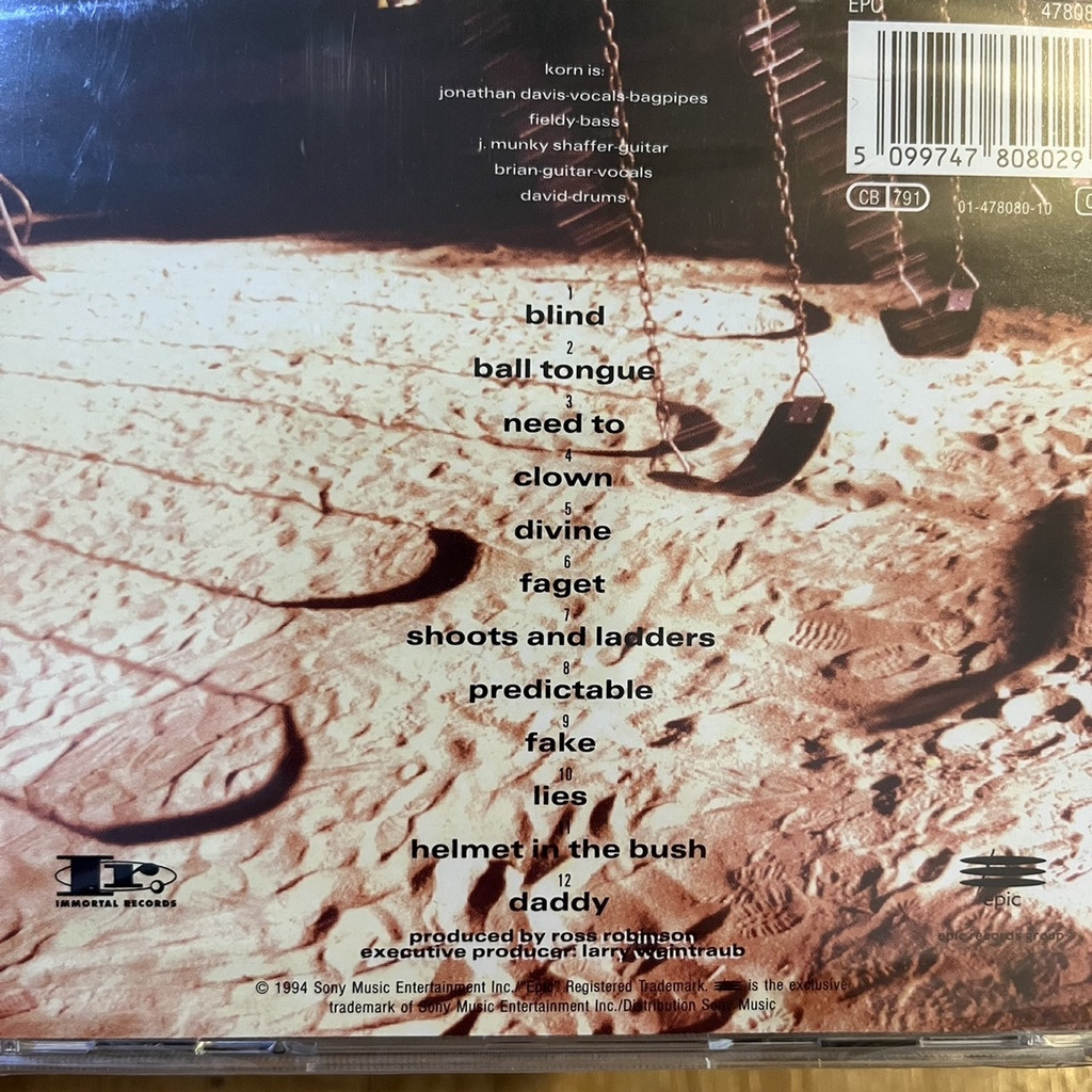 แผ่น CD ซีดีเพลง Korn อัลบั้ม Korn แผ่นแท้ ใหม่ ซีล