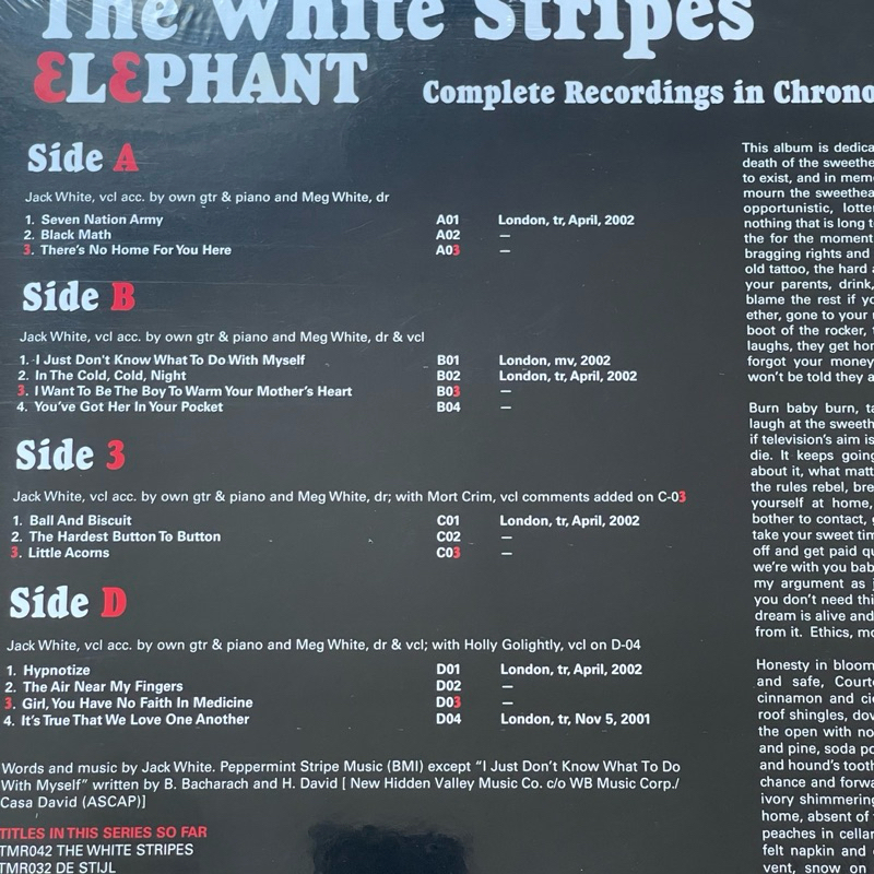 แผ่นเสียง The White Stripes - Elephant , 2 x Black Vinyl, LP, Album, Reissue, Repress, EU ,มือหนึ่ง ซีล