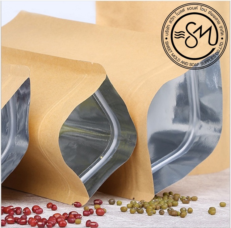 ถุงซองซิปกระดาษคราฟท์ตั้งได้ แพ็ค100ชิ้น