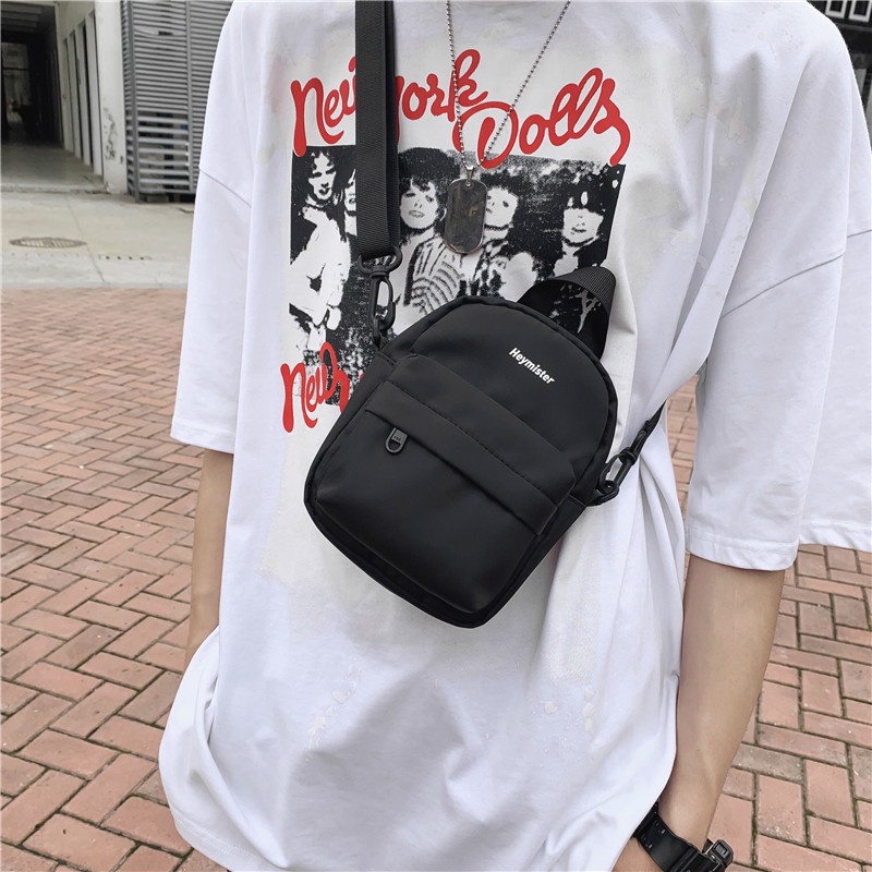 มาใหม่! NY42 กระเป๋าสะพายข้าง สีดำ แม่ลูก สวยเท่ ผ้า Nylon กันน้ำ ผู้ชาย ผู้หญิง
